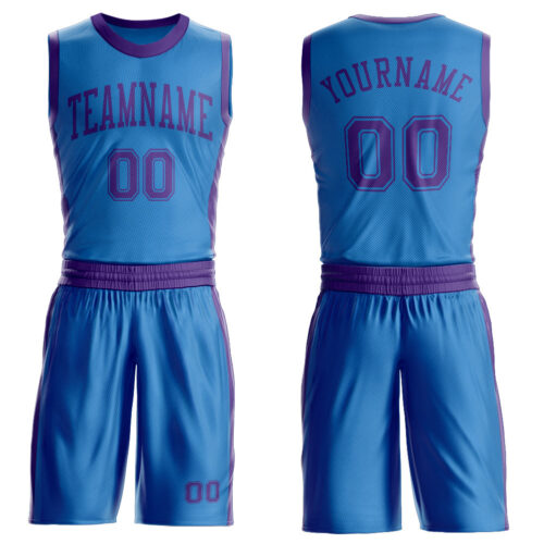 Custom Blue Purple Round Neck Suit Basketball Jersey