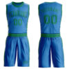 Custom Blue Kelly Green Round Neck Suit Basketball Jersey