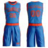 Custom Blue Orange Round Neck Suit Basketball Jersey
