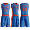 Custom Blue Orange Round Neck Suit Basketball Jersey