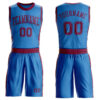 Custom Blue Maroon Round Neck Suit Basketball Jersey
