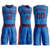 Custom Blue Maroon Round Neck Suit Basketball Jersey