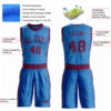 Custom Blue Maroon Round Neck Suit Basketball Jersey