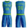 Custom Blue Neon Green Round Neck Suit Basketball Jersey
