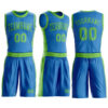 Custom Blue Neon Green Round Neck Suit Basketball Jersey