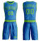 Custom Blue Neon Green Round Neck Suit Basketball Jersey