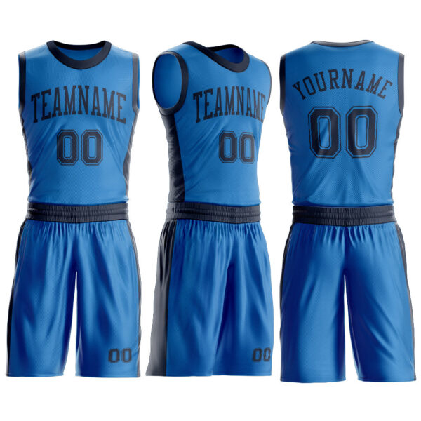 Custom Blue Navy Round Neck Suit Basketball Jersey