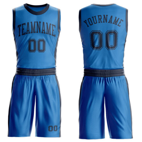 Custom Blue Navy Round Neck Suit Basketball Jersey