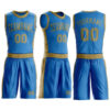 Custom Blue Old Gold Round Neck Suit Basketball Jersey