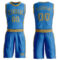 Custom Blue Old Gold Round Neck Suit Basketball Jersey
