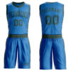 Custom Blue Green Round Neck Suit Basketball Jersey