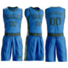 Custom Blue Green Round Neck Suit Basketball Jersey
