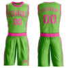 Custom Neon Green Pink Round Neck Suit Basketball Jersey