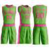 Custom Neon Green Pink Round Neck Suit Basketball Jersey