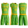Custom Neon Green Gold Round Neck Suit Basketball Jersey