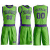 Custom Neon Green Purple Round Neck Suit Basketball Jersey