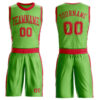 Custom Neon Green Red Round Neck Suit Basketball Jersey