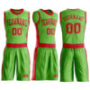 Custom Neon Green Red Round Neck Suit Basketball Jersey