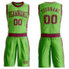 Custom Neon Green Maroon Round Neck Suit Basketball Jersey