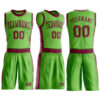 Custom Neon Green Maroon Round Neck Suit Basketball Jersey