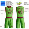 Custom Neon Green Maroon Round Neck Suit Basketball Jersey