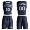 Custom Navy White Round Neck Suit Basketball Jersey
