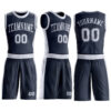 Custom Navy White Round Neck Suit Basketball Jersey