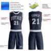 Custom Navy White Round Neck Suit Basketball Jersey