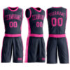 Custom Navy Pink Round Neck Suit Basketball Jersey