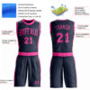 Custom Navy Pink Round Neck Suit Basketball Jersey
