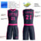 Custom Navy Pink Round Neck Suit Basketball Jersey