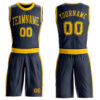 Custom Navy Gold Round Neck Suit Basketball Jersey