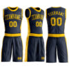 Custom Navy Gold Round Neck Suit Basketball Jersey