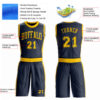 Custom Navy Gold Round Neck Suit Basketball Jersey