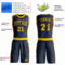 Custom Navy Gold Round Neck Suit Basketball Jersey