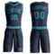 Custom Navy Teal Round Neck Suit Basketball Jersey
