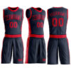 Custom Navy Red Round Neck Suit Basketball Jersey