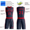 Custom Navy Red Round Neck Suit Basketball Jersey