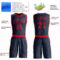Custom Navy Red Round Neck Suit Basketball Jersey