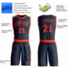 Custom Navy Orange Round Neck Suit Basketball Jersey