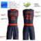 Custom Navy Orange Round Neck Suit Basketball Jersey