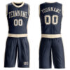 Custom Navy Cream Round Neck Suit Basketball Jersey
