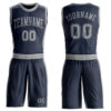 Custom Navy Gray Round Neck Suit Basketball Jersey