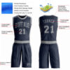 Custom Navy Gray Round Neck Suit Basketball Jersey