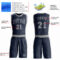 Custom Navy Gray Round Neck Suit Basketball Jersey