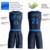Custom Navy Blue Round Neck Suit Basketball Jersey