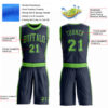 Custom Navy Neon Green Round Neck Suit Basketball Jersey