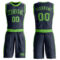 Custom Navy Neon Green Round Neck Suit Basketball Jersey