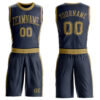 Custom Navy Old Gold Round Neck Suit Basketball Jersey