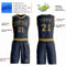 Custom Navy Old Gold Round Neck Suit Basketball Jersey